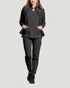 Black - White Cross Fit Women's 3 Pocket Zip Front Warm-Up Scrub Jacket for Nursing