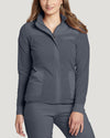 Pewter - White Cross Fit Women's 3 Pocket Zip Front Warm-Up Scrub Jacket for Nursing