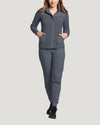 Pewter - White Cross Fit Women's 3 Pocket Zip Front Warm-Up Scrub Jacket for Nursing