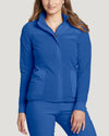 Royal Blue - White Cross Fit Women's 3 Pocket Zip Front Warm-Up Scrub Jacket for Nursing