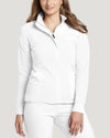 White - White Cross Fit Women's 3 Pocket Zip Front Warm-Up Scrub Jacket for Nursing
