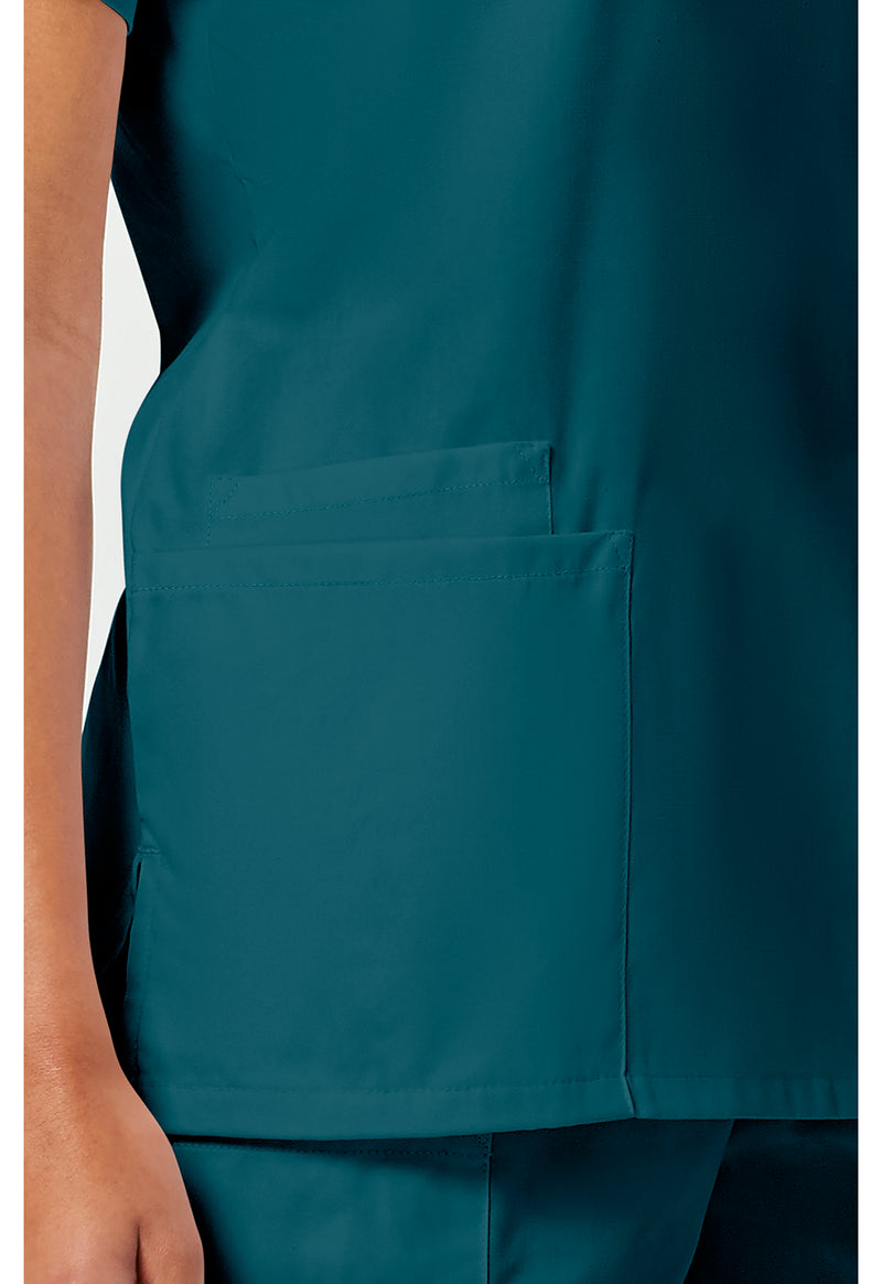 Caribbean Blue - Women's V-Neck Scrub Top (View 3)