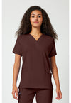 Chocolate - Cherokee WW Originals Women Scrub Top - Front View