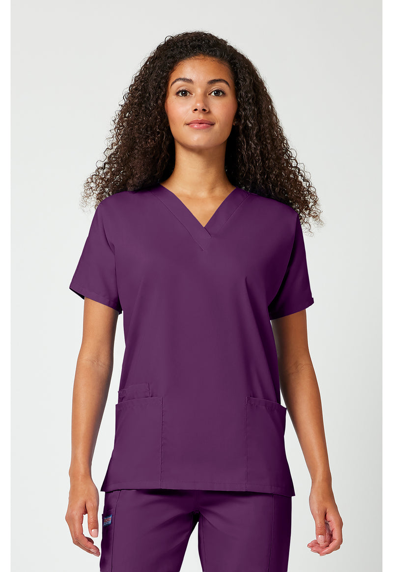 Eggplant - Cherokee WW Originals Women Scrub Top - Front View
