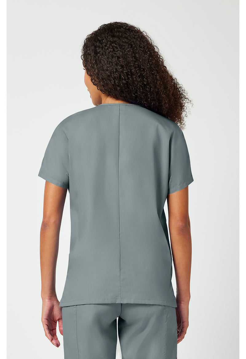 Grey - Cherokee WW Originals Women Scrub Top - Back View