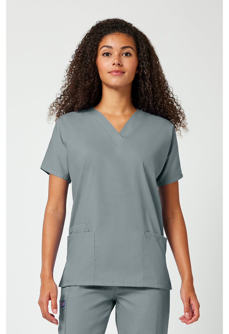 Grey - Cherokee WW Originals Women Scrub Top - Front View