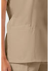 Khaki - Women's V-Neck Scrub Top (View 3)