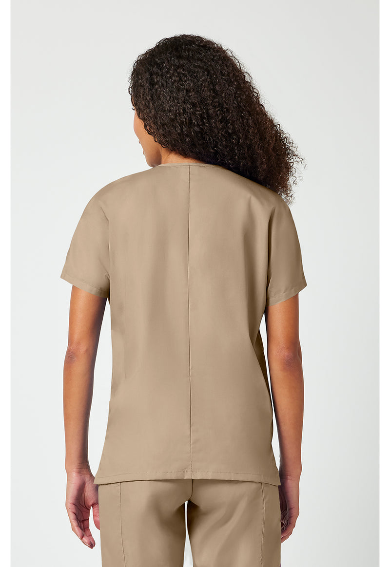 Khaki - Cherokee WW Originals Women Scrub Top - Back View