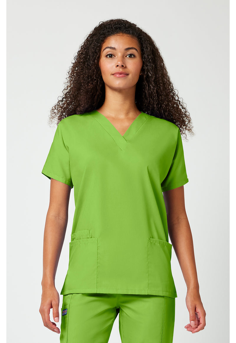 Lime Green - Cherokee WW Originals Women Scrub Top - Front View