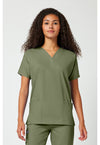 Olive - Cherokee WW Originals Women Scrub Top - Front View