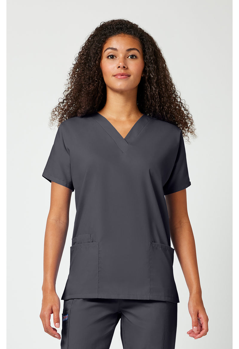 Pewter - Cherokee WW Originals Women Scrub Top - Front View