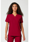 Red - Cherokee WW Originals Women Scrub Top - Front View