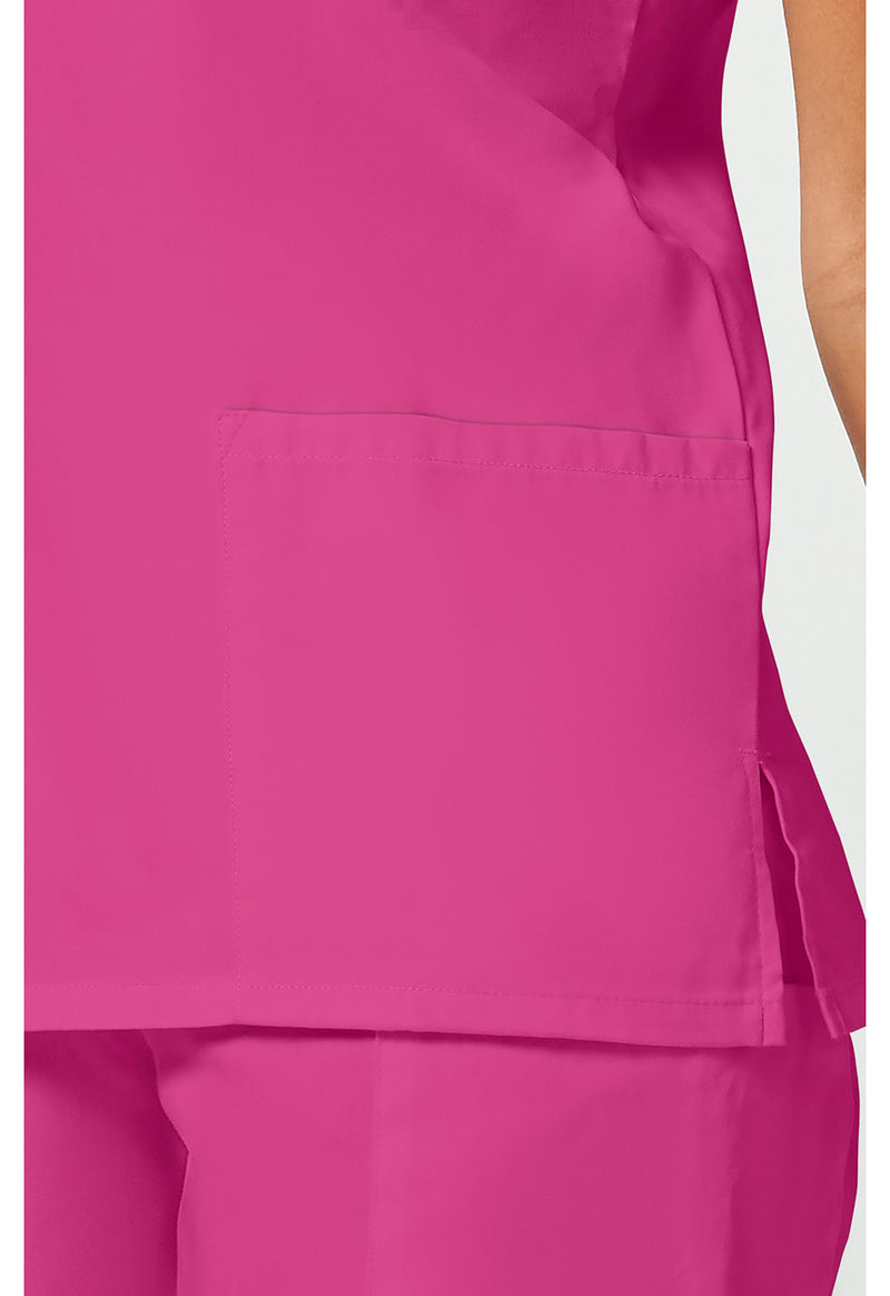 Shocking Pink - Women's V-Neck Scrub Top (View 4)