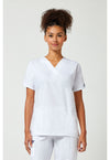 White - Cherokee WW Originals Women Scrub Top - Front View
