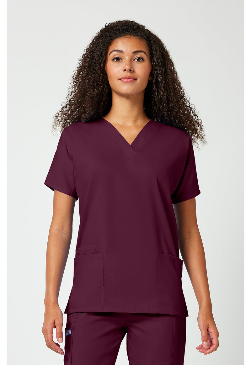 Wine - Cherokee WW Originals Women Scrub Top - Front View