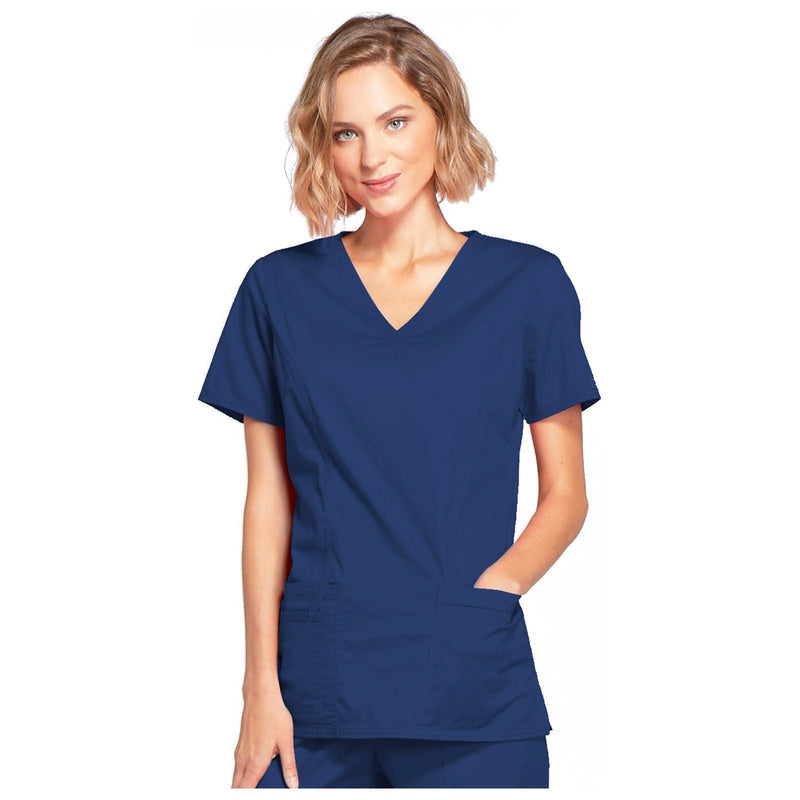 navy - Mock Wrap Top