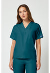 Caribbean Blue - Cherokee WW Originals Unisex Scrub Top - Front View