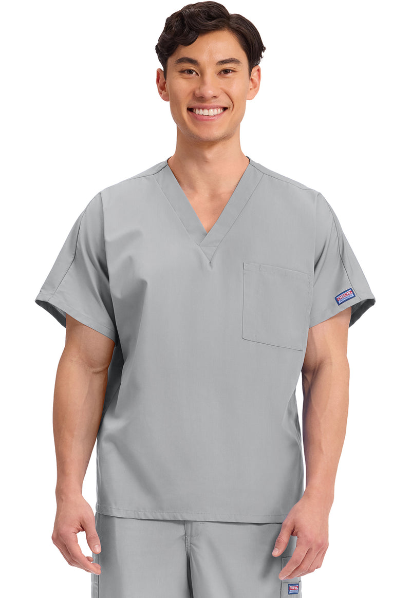 Grey - Cherokee WW Originals Unisex Scrub Top - Front View