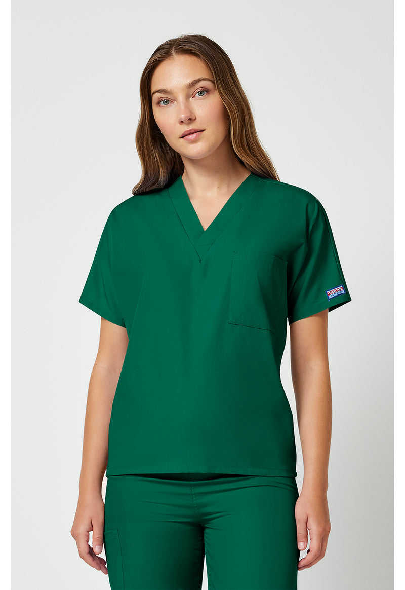 Hunter Green - Cherokee WW Originals Unisex Scrub Top - Front View