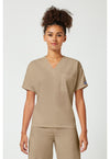 Khaki - Cherokee WW Originals Unisex Scrub Top - Front View