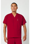 Red - Cherokee WW Originals Unisex Scrub Top - Front View