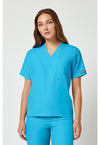 Turquoise - Cherokee WW Originals Unisex Scrub Top - Front View