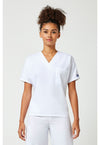 White - Cherokee WW Originals Unisex Scrub Top - Front View