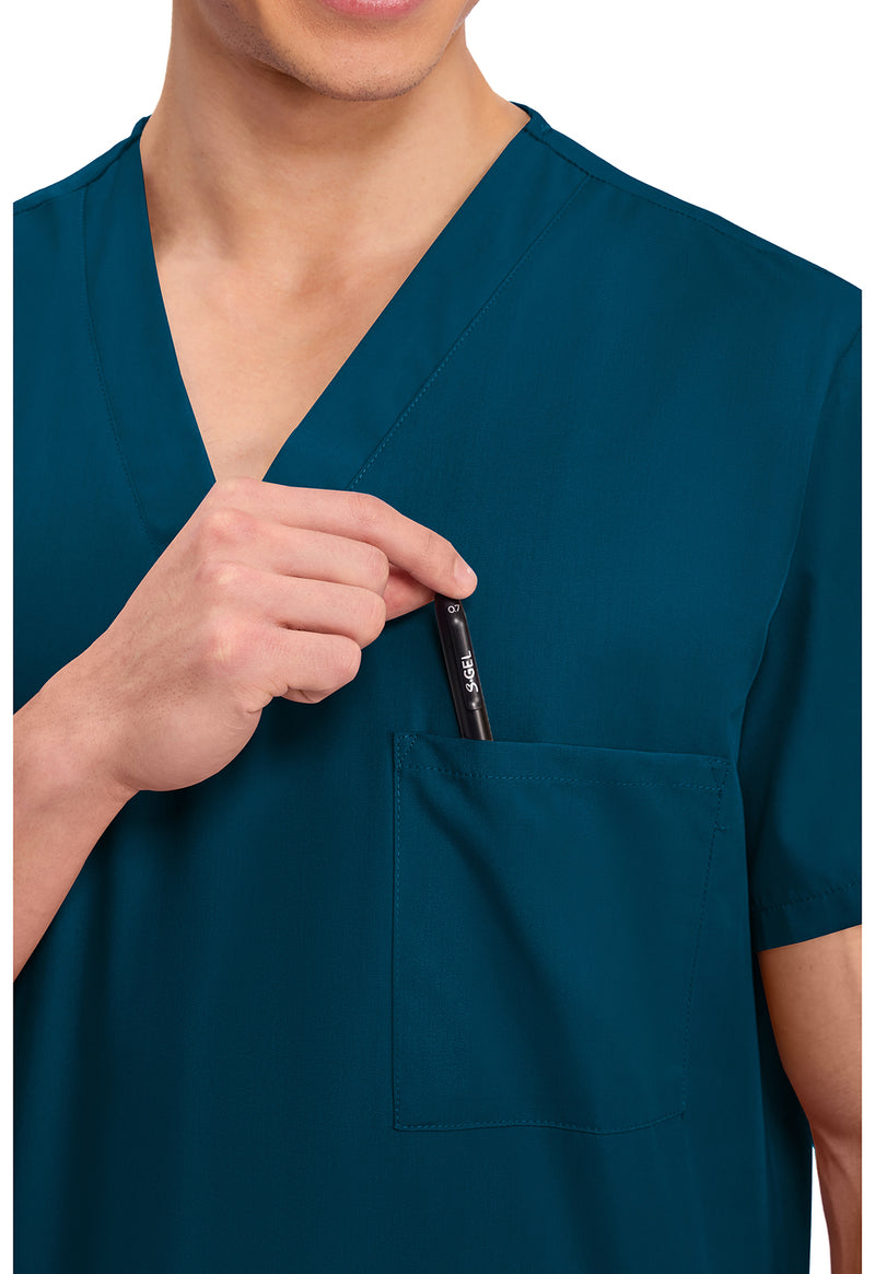 Caribbean Blue - Unisex V-Neck Scrub Top (View 2)