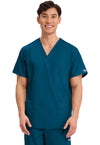 Caribbean Blue - Cherokee WW Originals Unisex Scrub Top - Front View