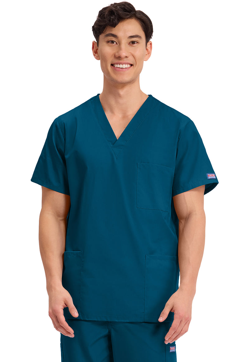 Caribbean Blue - Cherokee WW Originals Unisex Scrub Top - Front View
