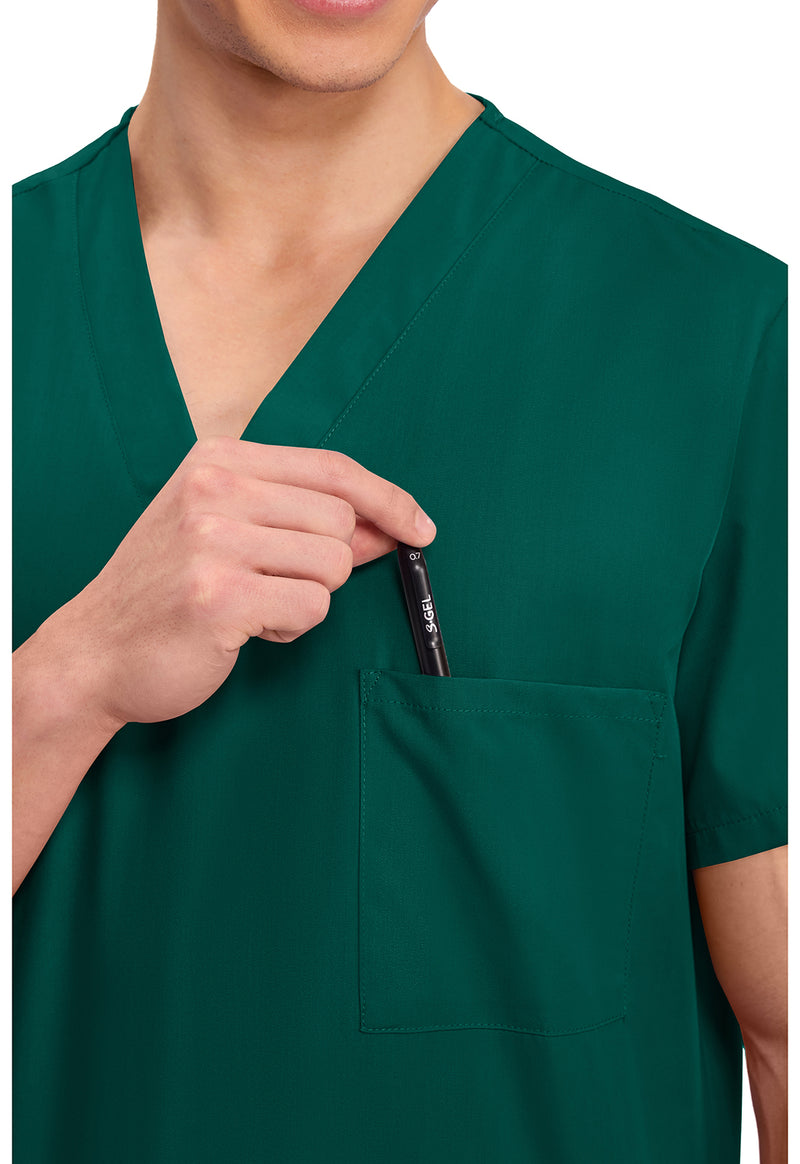 Hunter Green - Unisex V-Neck Scrub Top (View 2)