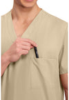 Khaki - Unisex V-Neck Scrub Top (View 2)