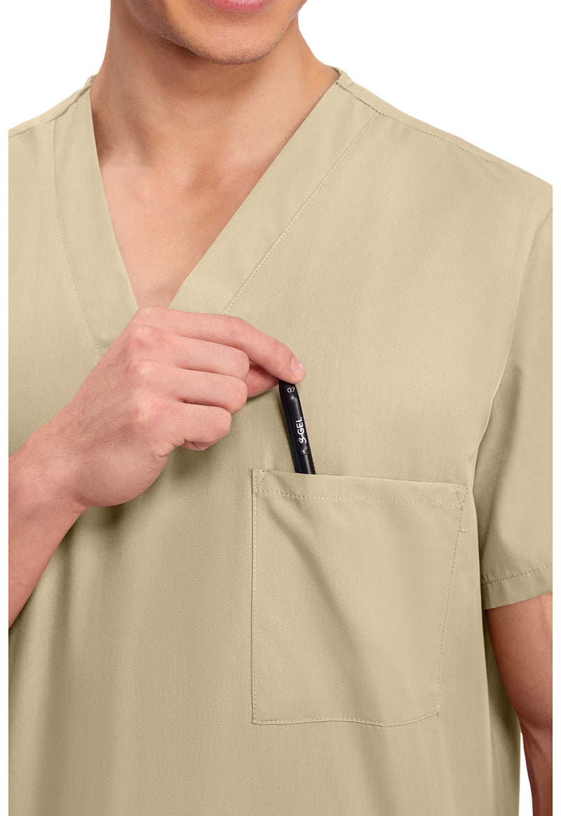 Khaki - Unisex V-Neck Scrub Top (View 2)