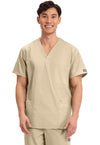 Khaki - Cherokee WW Originals Unisex Scrub Top - Front View