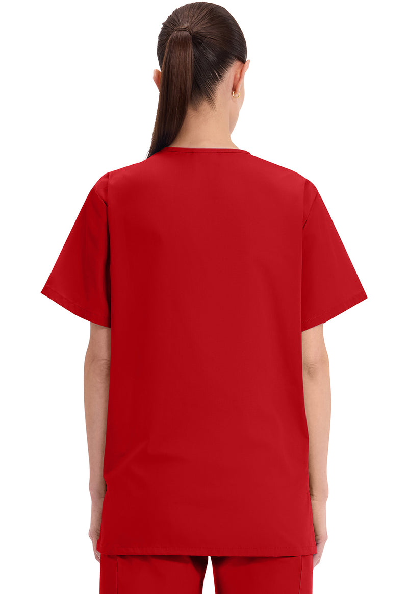 Red - Cherokee WW Originals Unisex Scrub Top - Back View