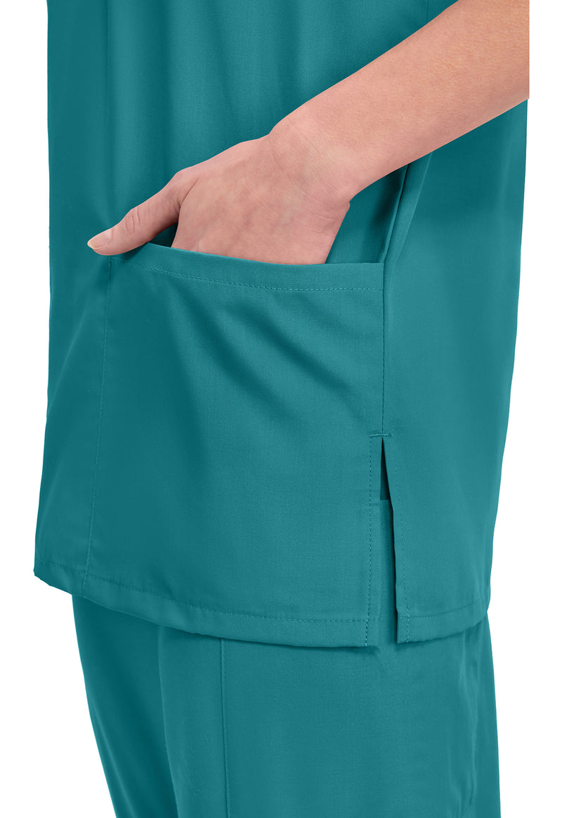 Teal Blue - Unisex V-Neck Scrub Top (View 3)