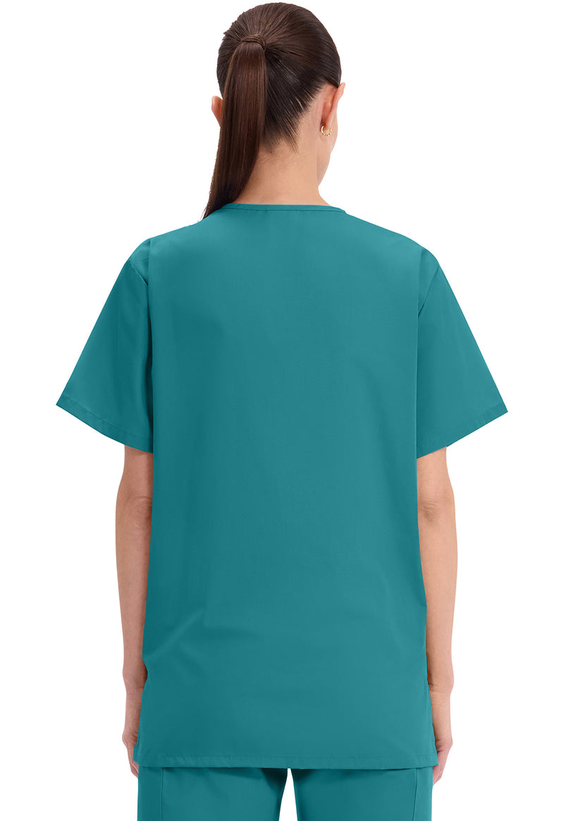 Teal Blue - Cherokee WW Originals Unisex Scrub Top - Back View