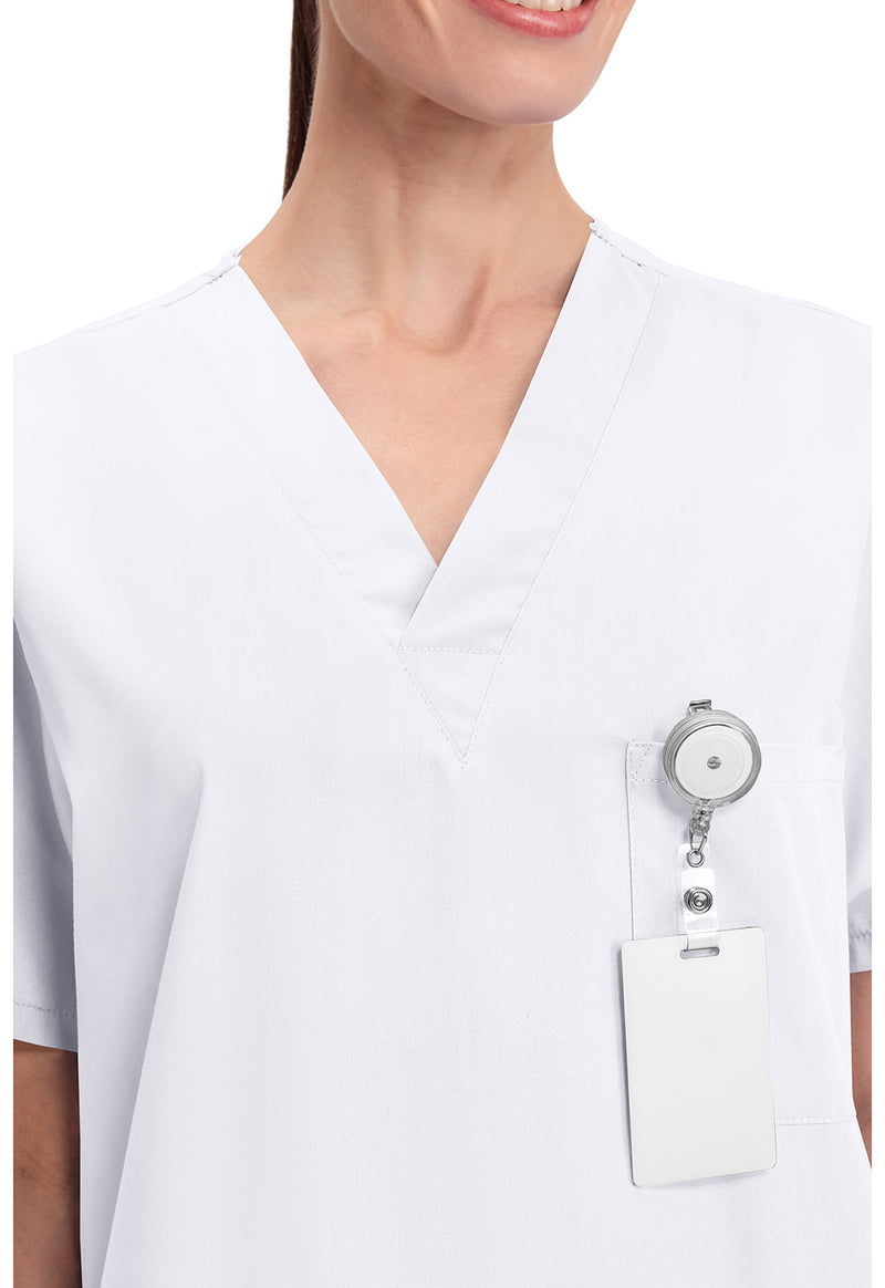 White - Unisex V-Neck Scrub Top (View 2)