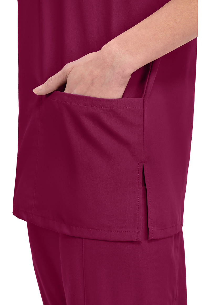 Wine - Unisex V-Neck Scrub Top (View 3)
