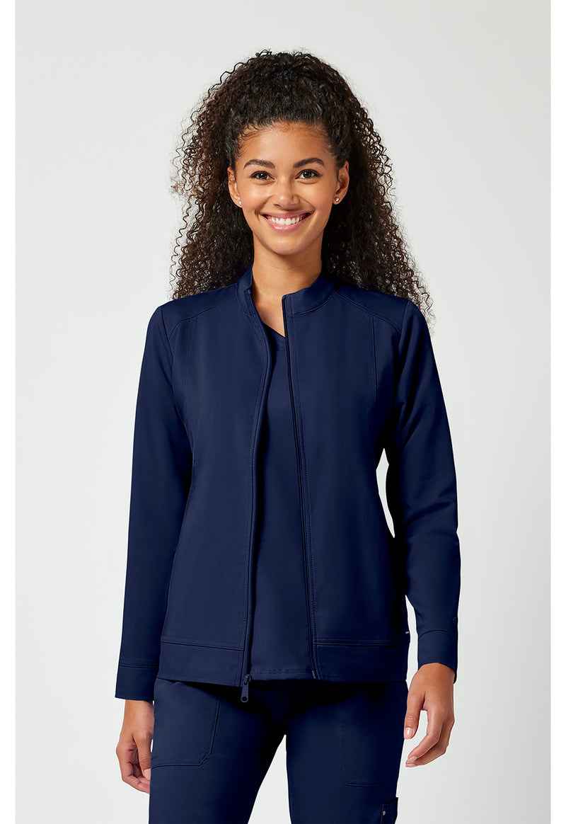 Navy - Healing Hands Purple Label Women Scrub Jacket - Front View