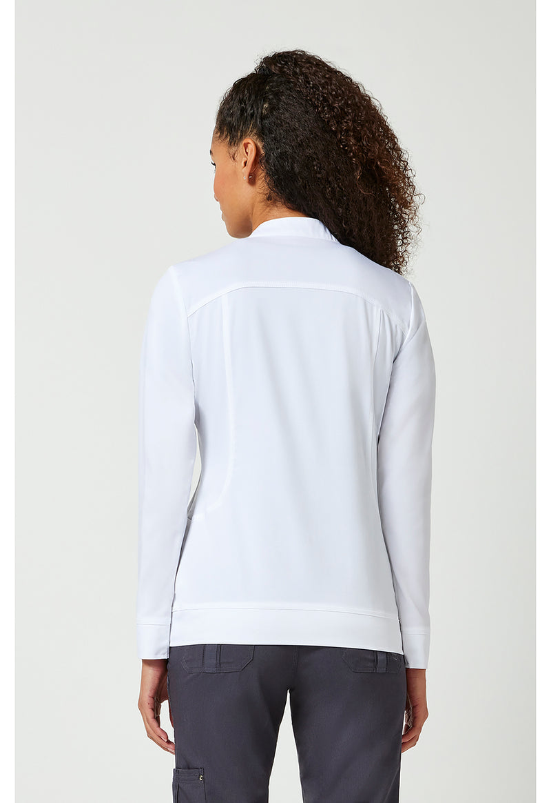 WHITE - Healing Hands Purple Label Women Scrub Jacket - Back View