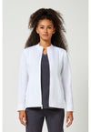 WHITE - Healing Hands Purple Label Women Scrub Jacket - Front View