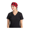 Red Buffalo Plaid - White Cross Unisex Scrub Caps - Front View