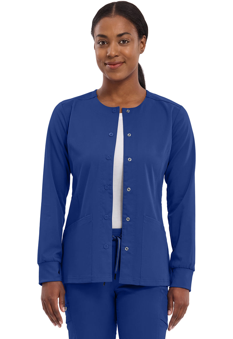Galaxy Blue - Healing Hands Purple Label Women Scrub Jacket - Front View