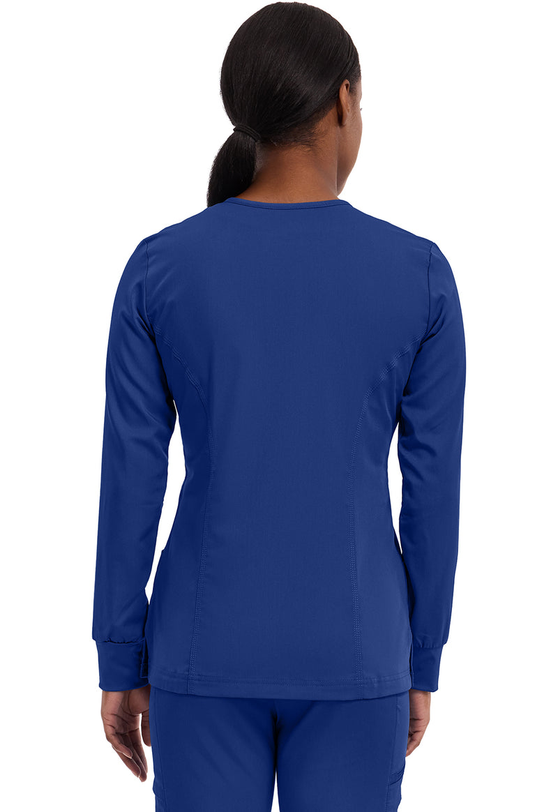 Galaxy Blue - Healing Hands Purple Label Women Scrub Jacket - Back View