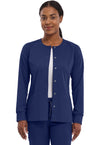 Navy - Healing Hands Purple Label Women Scrub Jacket - Front View