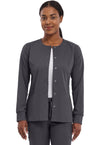 Pewter - Healing Hands Purple Label Women Scrub Jacket - Front View