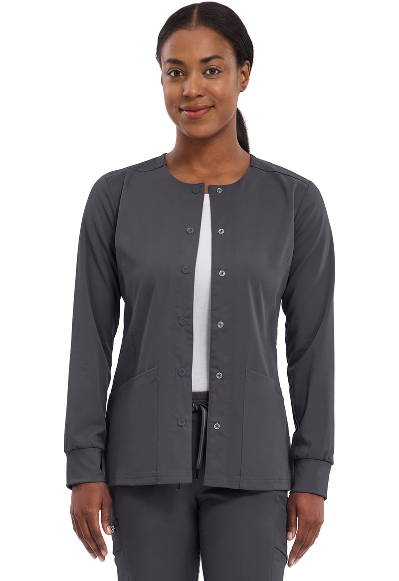 Pewter - Healing Hands Purple Label Women Scrub Jacket - Front View