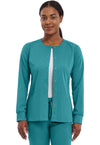 TEAL - Healing Hands Purple Label Women Scrub Jacket - Front View