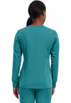TEAL - Healing Hands Purple Label Women Scrub Jacket - Back View